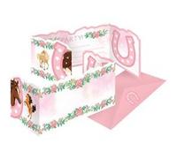Amscan Cartes d'invitation 9909886 – Cheval, 8 cartes avec enveloppes roses