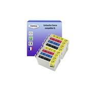 T3AZUR- 8X Cartouches Compatibles avec Epson T0711 remplace Epson D78 D120 DX4000 DX5000 DX6000 DX7400 DX8400 DX9400F S20 S21 SX100 SX105 SX110 SX200 SX210 SX215 SX400 SX410 SX510W SX600FW