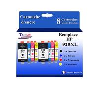 8 Cartouches compatibles avec l'imprimante HP OfficeJet 6000, 6500, 6500 E709 remplace HP 920XL (Noire+Couleur)-