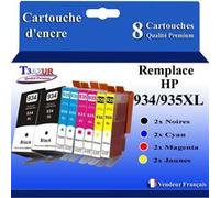 8 Cartouches compatibles avec l'imprimante HP OfficeJet 7510 Wide Format, 7510A remplace HP 932XL, HP 933XL (Noire+Couleur)- T3AZUR G