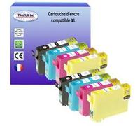 8 Cartouches Compatibles pour Epson Stylus SX420W, SX425W, SX430W remplace Epson T1291 T1292 T1293 T1294 - T3AZUR