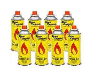 8 cartouches de gaz 400 ml Alpen Camping Isobutane Plage d'action -10°c à+ 40°c IK004