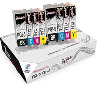 8 Cartouches d'encre PGI-5 CLI-8 compatibles avec Canon Pixma MX700 MP520 MP510 iP3300 iP3500 iX4000 iX5002 - Haut Rendement