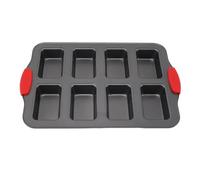 8 Cavity Mini Loaf Pan | Non Stick Carbon Steel Baking Pan for Brownies/Cheesecake/Bread | Rectangular Mini Loaf Form with Silicone Handle