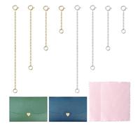 8 Chaînes D'Extension, 2 Petites Enveloppes, 2 Chiffons De Polissage, Chaînes D'Extension Réglables, Chaînes De Queue De Bijoux, Bracelets Diy, Accessoires De Bijoux