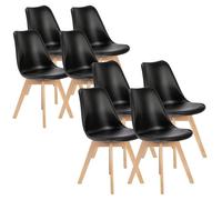 8 Chaises Tulipes Salle à Manger Scandinaves Bm Home Salle de Bureau, Pieds en Bois de Hêtre Massif, NOIRS