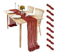 8 chemins de table en tissu de fromage en terre cuite 35x157 pouces, chemin de table en tissu bohème pour mariage, fête prénatale, anniversaire, décorations festives - Longueur de 13 pieds