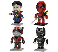 8 cm Jouet de blocs de construction Marvel Avengers Deadpool Ant-Man, décoration de bureau miniature, personnage de dessin animé, cadeau mignon pour l'anniversaire, Halloween, Noël 2 PCS (249 250),2PC