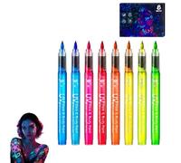 8 Colors Glow in the Dark Face Body Paint Markers, Non-toxic UV Neon Face Painting Pens, Washable Temporary Tattoo Markers for Adult Festival Glow Party