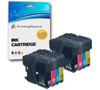 8 Compatibles LC1100 LC980 Cartouches d'encre pour Brother DCP-145C 165C 195C 197C 385C 585CW 6690CW MFC-250C 290C 490CW 5890CN 5895CW 6490CW 990CW J615W - Noir/Cyan/Magenta/Jaune, Grande Capacité