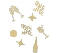 8 confettis bois année pétillant 2.5-6cm or - générique 77506