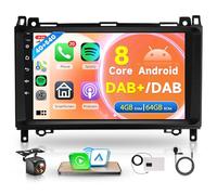 8 Core 4G+64G Dab+ Android Autoradio pour Mercedes Benz A/B Class W169 W245 B200 W639 Vito Viano W906 Sprinter 9 Pouces Autoradio avec sans Fil Carplay Android Auto GPS Navi WiFi Bluetooth FM/RDS/Dab