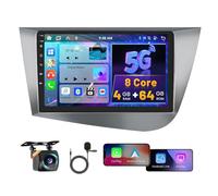 8 Core 4G+64G Hikity Android 15 Autoradio pour Seat Leon 2005-2012(Left-Hand Drive) avec sans Fil Carplay Android Auto, 9 Pouces IPS Écran Tactile avec GPS Bluetooth WiFi FM/RDS DSP Caméra de Recul