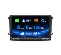 8 Core,6+128G Android 14 Autoradio Compatible avec Volkswagen Golf 5 Passat B6 Passat B7 touan Skoda Fabia avec Autoplay Android Auto, écran Tactile QLED de 9 Pouces avec Bluetooth wifi/4G/AM/FM