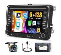 8 Core/6G+128G/DSP Hikity Android 15 Autoradio pour VW Golf 5 6 Passat Tiguan Polo Caddy Seat, 7" Écran Tactile Autoradio avec sans Fil CarPlay Android Auto GPS WiFi RDS/FM BT 59UI Type CSWC MIC CAM