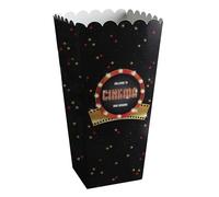 8 Cornets à Popcorn Carton Hollywood 6 x 17 cm - Noir - Taille Unique