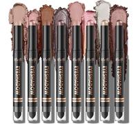 8 Couleurs - Lot De Bâtonnets D'ombre À Paupières Crème Double Extrémité - Silky Smoothimperméable Et Résistant Au Transfertpinceau Mélangeur Intégrémaquillage Des Yeux Mat Et Brillant