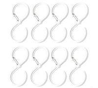 8 crochets en S transparents pour un positionnement flexible sur des surfaces plates non poreuses dans les configurations d'organisation domestique (grand blanc)