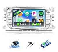 8 Cœurs 4 + 64G Android 13 Autoradio pour Ford Focus/S-Max/Mondeo 9/Galaxy II/C-Max/Kuga avec Carplay Android Auto, Radio à écran Tactile 7" avec Bluetooth Wi-Fi GPS FM/RDS 32EQ SWC et Caméra de Recul