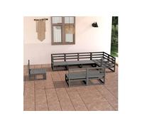 Vidaxl Salon De Jardin 8 Pcs Gris Bois De Pin Massif