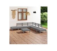 8-delige Loungeset massief grenenhout grijs3082654