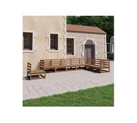 Vidaxl Salon De Jardin 8 Pcs Marron Miel Bois De Pin Massif Marron