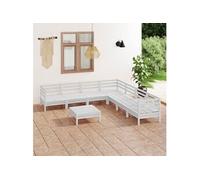 Vidaxl Salon De Jardin 8 Pcs Bois De Pin Massif Blanc