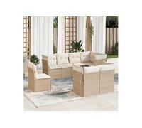 8-delige Loungeset met kussens poly rattan beige3249767