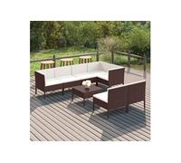 vidaXL 8-delige Loungeset met kussens poly rattan bruin3094391 Marron G
