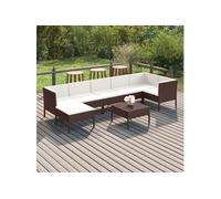 8-delige Loungeset met kussens poly rattan bruin3094411