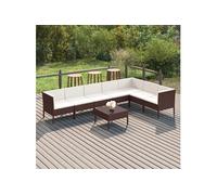 8-delige Loungeset met kussens poly rattan bruin3094427