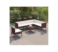 vidaXL 8-delige Loungeset met kussens poly rattan bruin3094439 Marron G