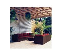 vidaXL 8-delige Loungeset met kussens poly rattan bruin3101507 Marron G