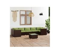 8-delige Loungeset met kussens poly rattan bruin3101964