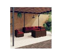 vidaXL 8-delige Loungeset met kussens poly rattan bruin3102611 Marron