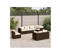 vidaXL 8-delige Loungeset met kussens poly rattan bruin3308193 G