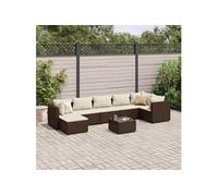 Vidaxl Salon De Jardin Avec Coussins 8 Pcs Marron Résine Tressée