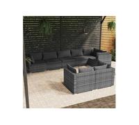 8-delige Loungeset met kussens poly rattan grijs3102485