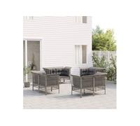 Salon de Jardin avec Coussins 8 pcs, Ensemble de Meubles de Terrasse, Mobilier d'Extérieur, Canapé de Patio, Moderne, Gris Résine Tressée