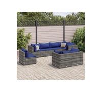 vidaXL 8-delige Loungeset met kussens poly rattan grijs3308199 Gris G