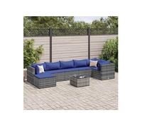 vidaXL 8-delige Loungeset met kussens poly rattan grijs3308239 G