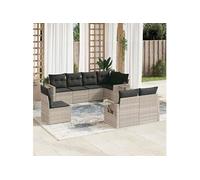 8-delige Loungeset met kussens poly rattan lichtgrijs3252779