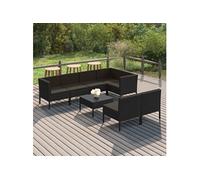 8-delige Loungeset met kussens poly rattan zwart3094393