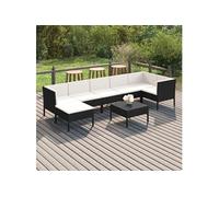 Salon de Jardin 10 pcs avec Coussins Résine Tressée Noir Mobilier Patio vidaXL