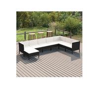 8-delige Loungeset met kussens poly rattan zwart3094420