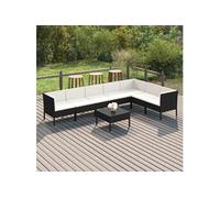 8-delige Loungeset met kussens poly rattan zwart3094428