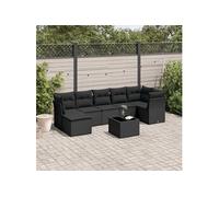 Vidaxl Salon De Jardin 8 Pcs Avec Coussins Noir Résine Tressée