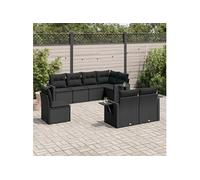 Vidaxl Salon De Jardin 8 Pcs Avec Coussins Noir Résine Tressée