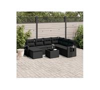 Vidaxl Salon De Jardin 8 Pcs Avec Coussins Noir Résine Tressée