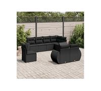 Vidaxl Salon De Jardin 8 Pcs Avec Coussins Noir Résine Tressée